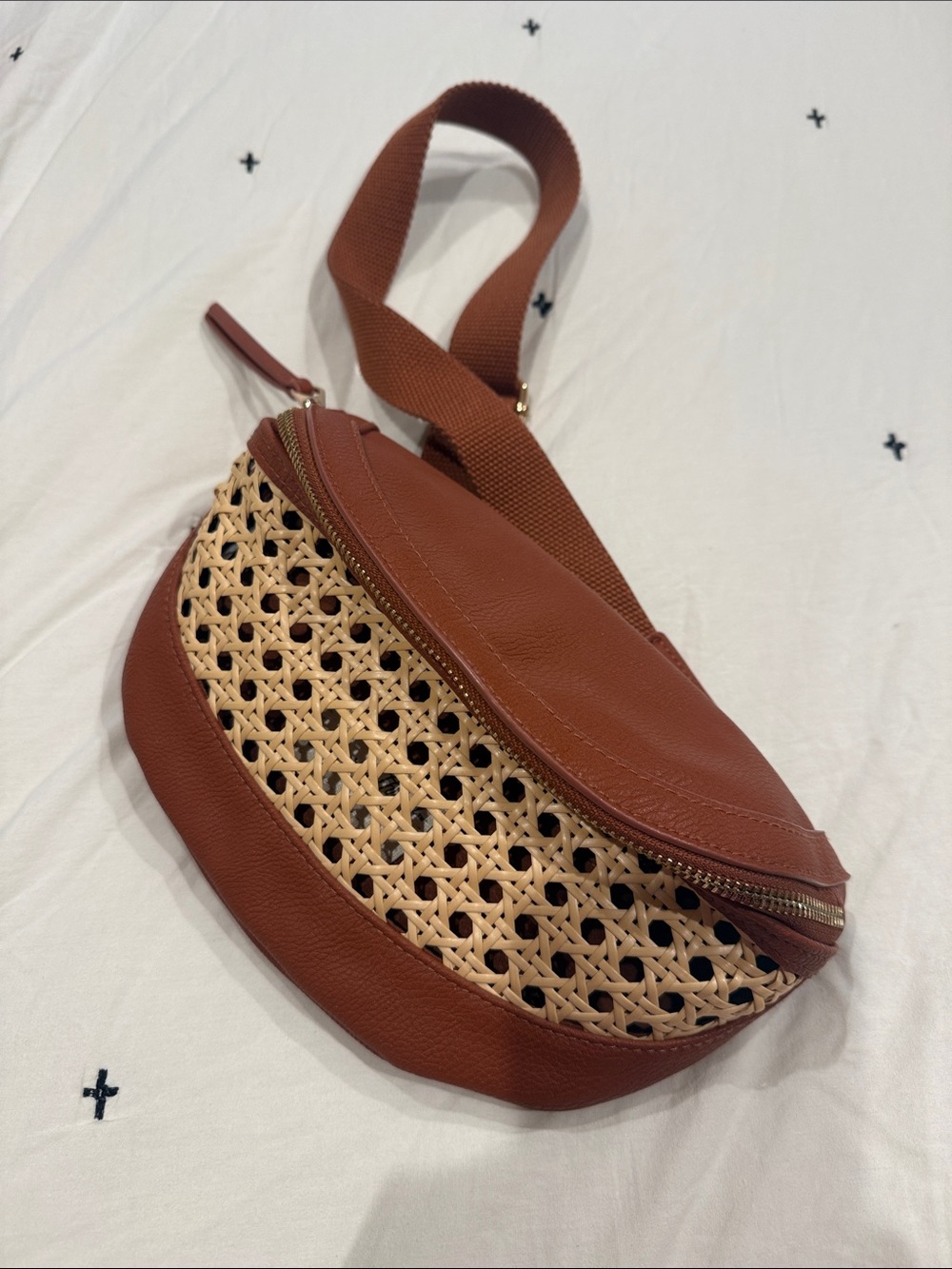 Universal Thread Brown Woven Panel Crossbody Belt Bag